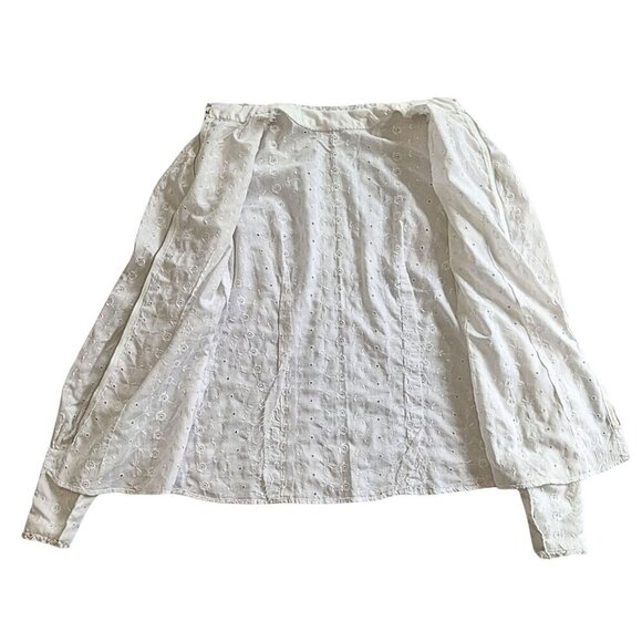 Handmade Vtg 70s Cottage Victorian Eyelet Broderie Anglaise Zip Blouse Size S/M - Picture 8 of 10